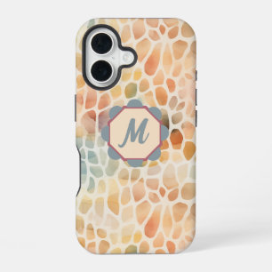 Custom Monogram Artistic Watercolor Pattern iPhone 16 Case