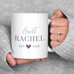 Custom Monogram Aunt Coffee Mug<br><div class="desc">A perfect gift for new aunts, uncles, grandparents or other relatives. Customise the text with any title and name monogram with the year established below. Click Customise It to change text fonts and colours to create a unique one of a kind gift for any family member in celebration of a...</div>