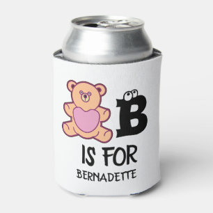 Custom monogram B is for bear funny cute animal Can Cooler
