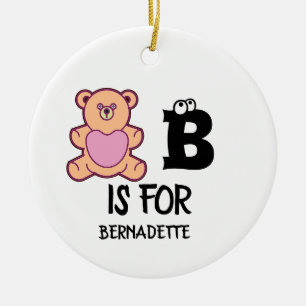 Custom monogram B is for bear funny cute animal Ceramic Ornament