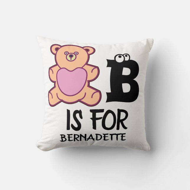 Custom monogram B is for bear funny cute animal Cushion (Front)
