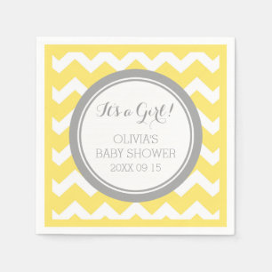 Custom Monogram Baby Shower Yellow Grey Napkin