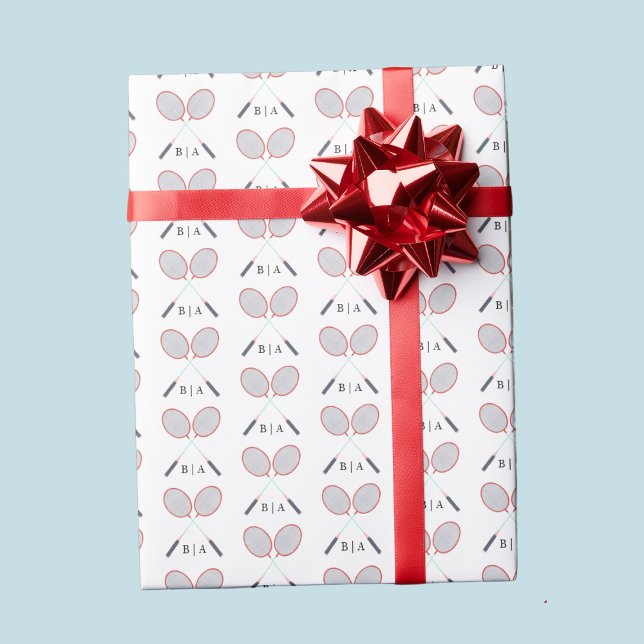 Custom Monogram Badminton Racket Pattern Wrapping Paper (Custom Monogram Badminton Racket Pattern Wrapping Wrapping Paper
)