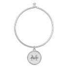 Custom monogram bangle bracelet with round charm