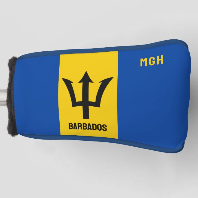 Custom Monogram Barbados Flag Golf Head Cover (Front)