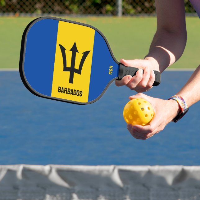 Custom Monogram Barbados Flag Pickleball Paddle (Insitu)