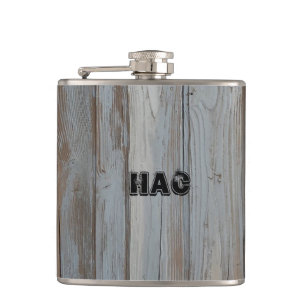 Custom Monogram Barn Wood Liquor Hip Flask