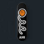 Custom monogram basketball design skateboard deck<br><div class="desc">Custom monogram basketball design skateboard deck. Cool wooden skate board design for boys and girls. Fun Birthday gift idea for kids. Personalise with your own unique name, funny quote or monogram letters. Awesome Birthday gift idea for skater son, grandson, nephew, cousin, daughter, sister, brother, friends etc. Cute basket ball with...</div>