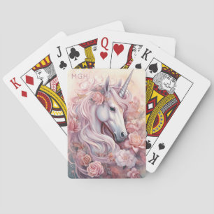 Custom Monogram Beautiful Unicorn Playing Cards