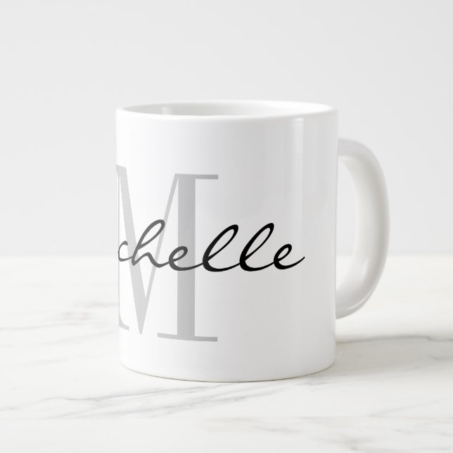 Custom monogram big large giant jumbo mug gift (Front Right)