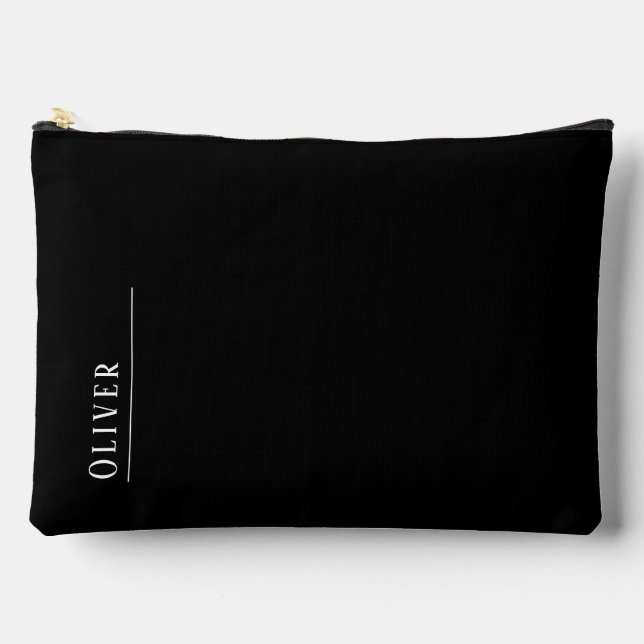 Custom monogram, black and white accessory pouch (Front)