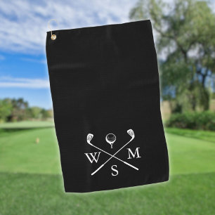 Custom Monogram Black And White Golf Towel