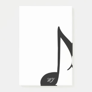 Custom Monogram Black and White Musical Note