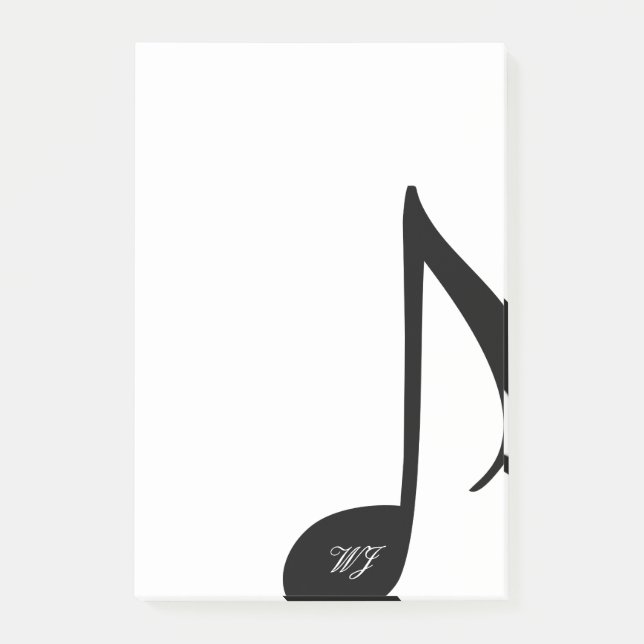 Custom Monogram Black and White Musical Note (Front)