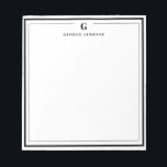 Custom Monogram Black Border Stationery  Notepad<br><div class="desc">Make a lasting impression with this elegant personalized stationery, featuring a bold black monogram and name in classic serif type. Framed by a double-line border for a refined touch, this flat note card is perfect for thank you notes, personal messages, or professional correspondence. Ideal for gifting or adding a sophisticated...</div>