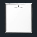 Custom Monogram Black Border Stationery  Notepad<br><div class="desc">Make a lasting impression with this elegant personalized stationery, featuring a bold black monogram and name in classic serif type. Framed by a double-line border for a refined touch, this flat note card is perfect for thank you notes, personal messages, or professional correspondence. Ideal for gifting or adding a sophisticated...</div>