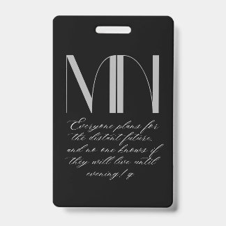 Custom Monogram Black Round Keychain - Personalise ID Badge