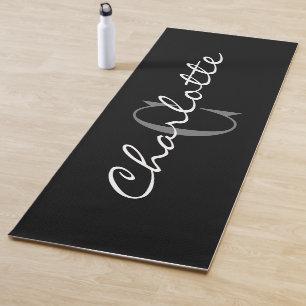 Custom monogram black yoga mat for workout