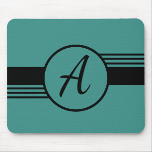 Custom Monogram Blue & Black Mousepad