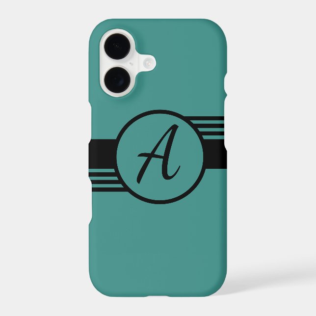 Custom Monogram Blue & Black Phone Case (Back)