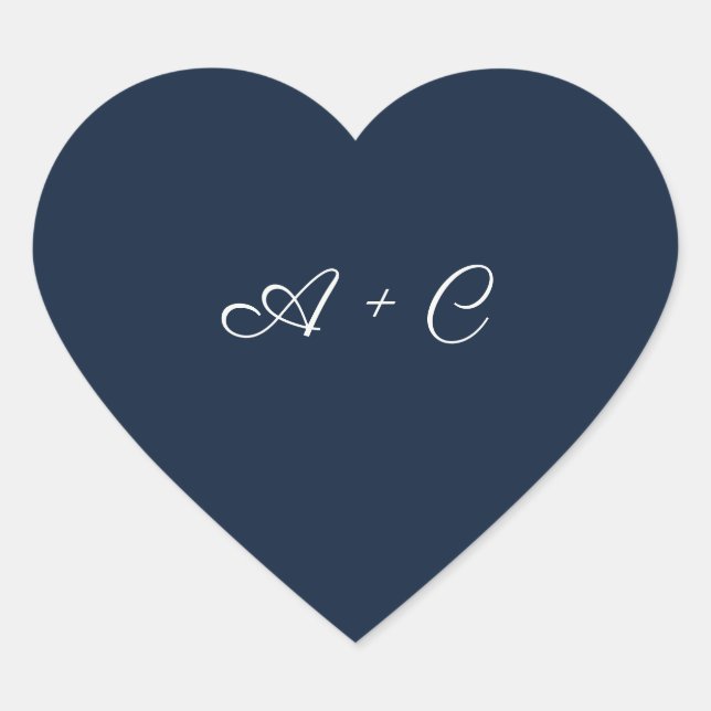 Custom Monogram Blue Heart Wedding Sticker (Front)