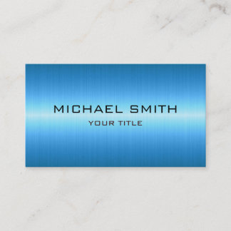 Custom Monogram Blue Stainless Steel Metal Business Card