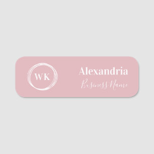 Custom Monogram Blush Pink Employee Name Tag