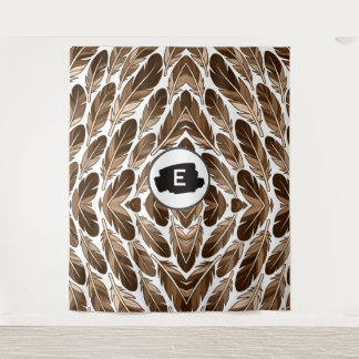 Custom Monogram Boho Tapestry – Brown Feathers