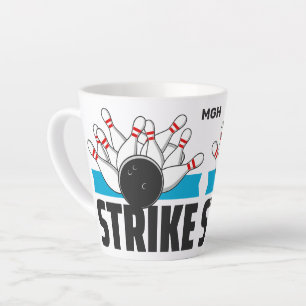 Custom Monogram Bowling Strike Latte Mug