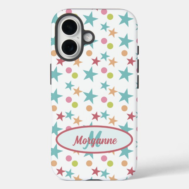 Custom Monogram Bright Pastel Cheerful Pattern Case-Mate iPhone Case (Back)