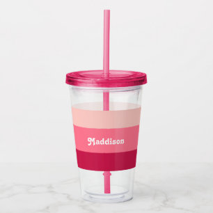 Custom monogram, bright pink retro typography acrylic tumbler
