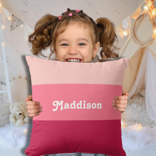 Custom monogram, bright pink retro typography cushion