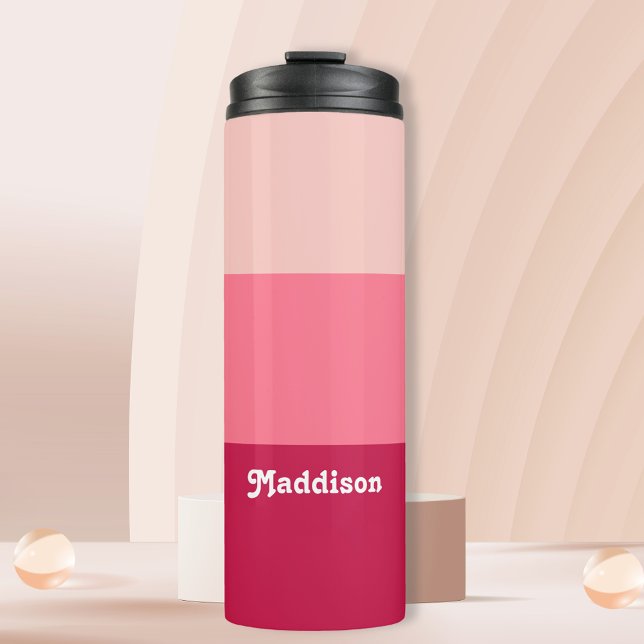 Custom monogram, bright pink retro typography  thermal tumbler (Creator Uploaded)
