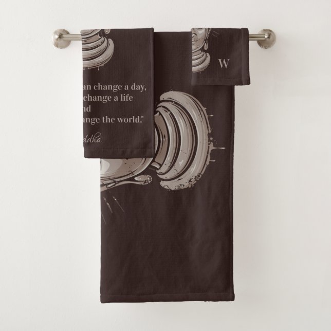 Custom monogram Buddha Quote towel set (Insitu)