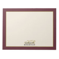Custom Monogram Burgundy Cream Gold Minimalist Men