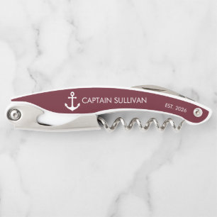 Custom Monogram Burgundy Crimson Captain Corkscrew