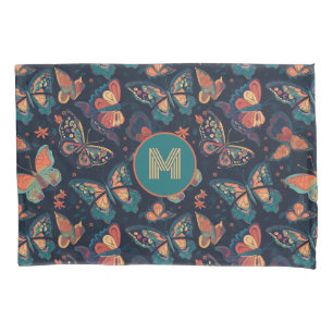 Custom Monogram Butterfly Pattern Pillowcase