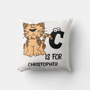 Custom monogram C is for Cats cute kitty kitten Cushion