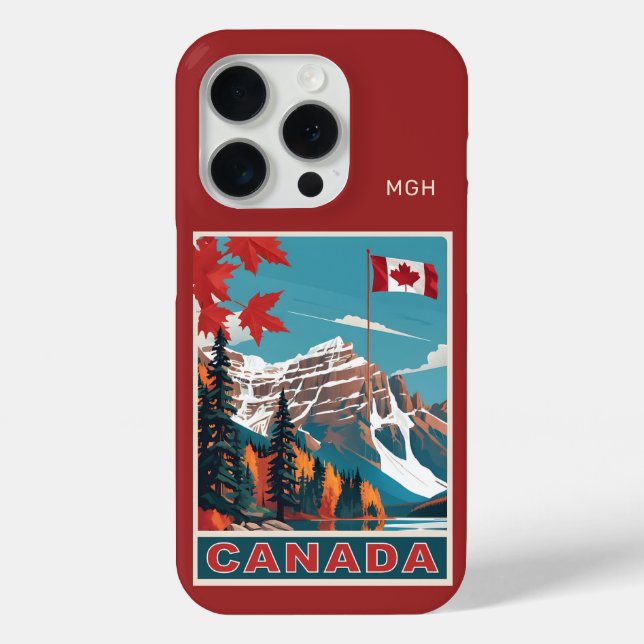 Custom Monogram Canada Travel Poster Case-Mate iPhone Case (Back)
