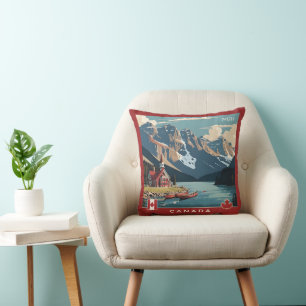 Custom Monogram Canada Travel Poster Cushion