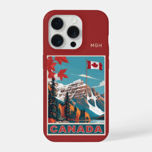 Custom Monogram Canada Travel Poster iPhone 15 Pro Case