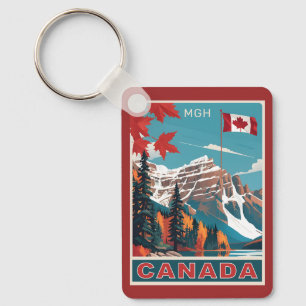 Custom Monogram Canada Travel Poster Key Ring