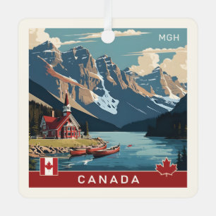 Custom Monogram Canada Travel Poster Metal Tree Decoration