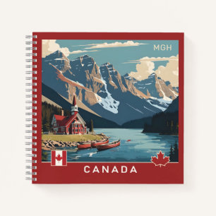 Custom Monogram Canada Travel Poster Notebook