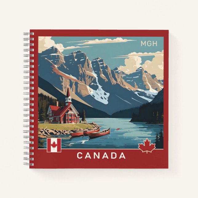 Custom Monogram Canada Travel Poster Notebook (Front)