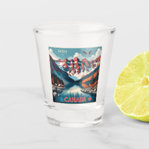 Custom Monogram Canada Travel Poster Shot Glass