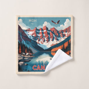 Custom Monogram Canada Travel Poster Wash Cloth
