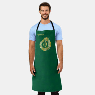Custom Monogram Celtic Style Gold Toned Ouroboros Apron