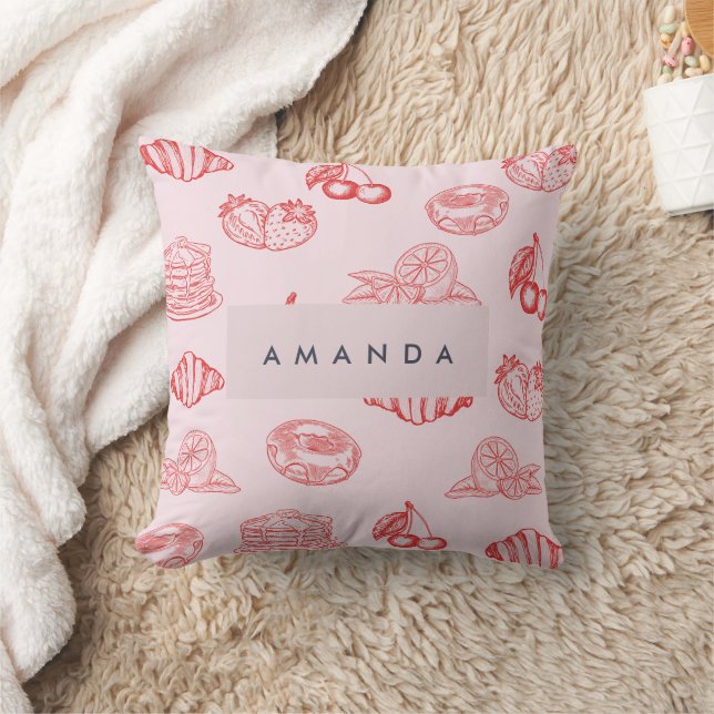 Custom Monogram Charming Girly Cherry Strawberry Cushion (Blanket)