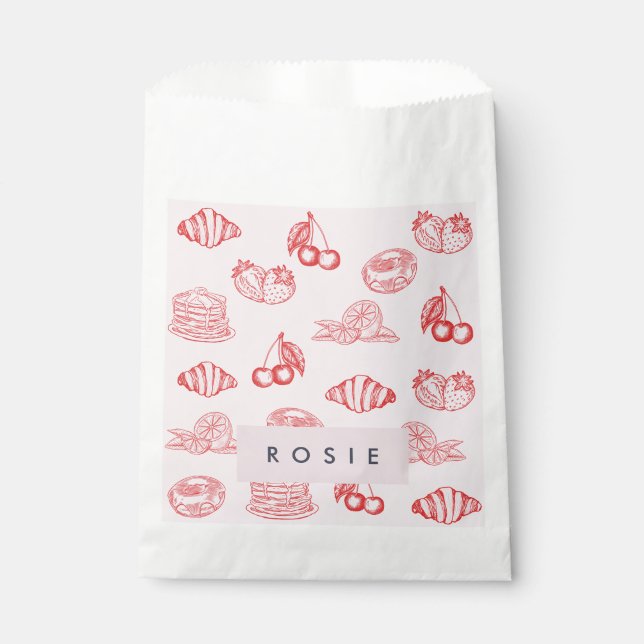 Custom Monogram Charming Girly Cherry Strawberry Favour Bag (Front)